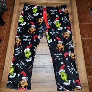 Dr. Seuss Soft Fleece Grinch Lounge Pants "Naughty Or Nice?" - Size 3X (22W/24W)